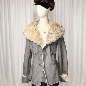 Y2K Sonora Gray Faux Fur Sherpa Jacket